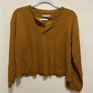 Everlane The Organic Cotton Waffle Henley Size Small Toasted Almond EUC